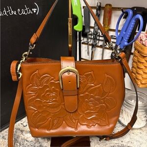 Patricia Nash Floral Embossed Tan Leather Bag